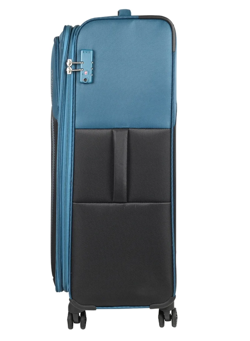 AMERICAN TOURISTER Dashway Suitcase, Check-In Size 82 cm / 31 inch, 4 Wheels, Soft Top, Polyester, Corsair Blue / Black|TSA Lock|Expandable|Inner Mesh Zippered Pocket|DuoSaf™ Security Zipper|Front Storage - 3 Years International Warranty